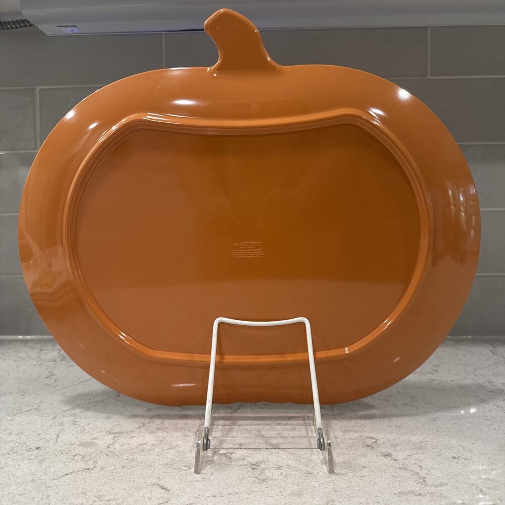 PUMPKIN Shaped Large 16x13.5” Melamine Serving Tray / Platter Orange NEW - Picture 4 of 4